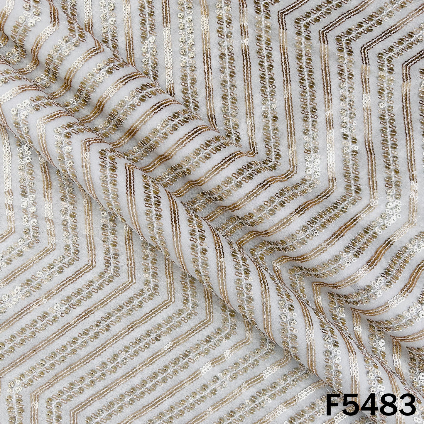 Dyeable Thread Sequins Embroidered Georgette Fabric - F5483
