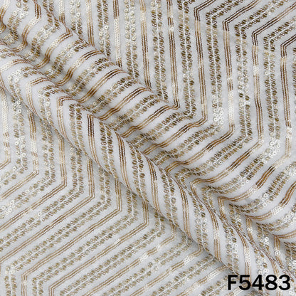 Dyeable Thread Sequins Embroidered Georgette Fabric - F5483