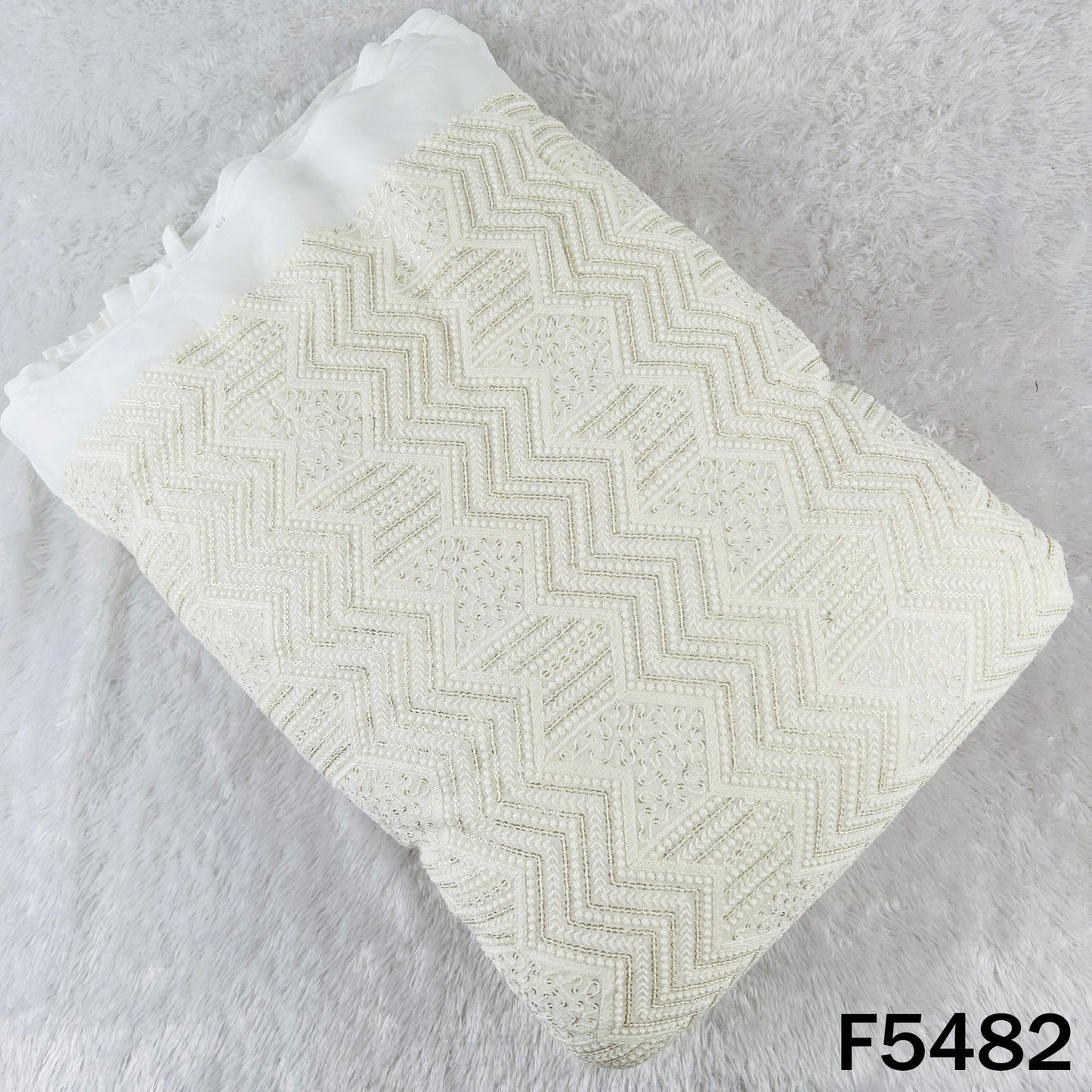 Dyeable Thread Sequins Embroidered Georgette Fabric - F5482