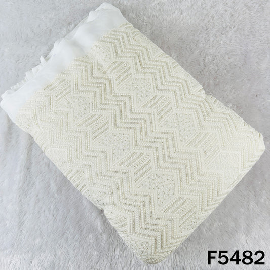 Dyeable Thread Sequins Embroidered Georgette Fabric - F5482