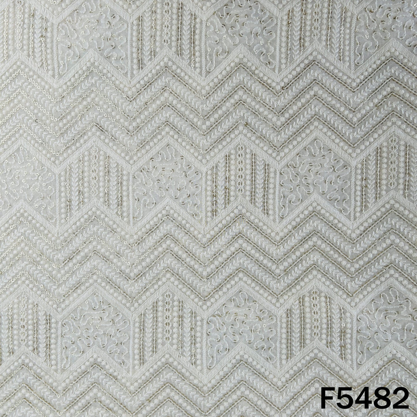 Dyeable Thread Sequins Embroidered Georgette Fabric - F5482