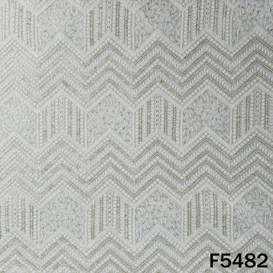 Dyeable Thread Sequins Embroidered Georgette Fabric - F5482