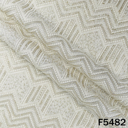 Dyeable Thread Sequins Embroidered Georgette Fabric - F5482