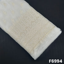 Dyeable Thread Sequins Embroidered Chanderi Silk Fabric - F6994