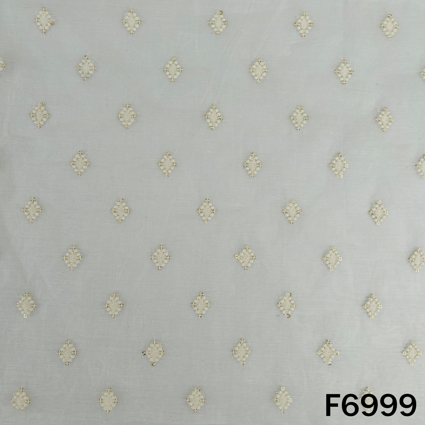 Dyeable Thread Sequins Work Chanderi Silk Fabric - F6999