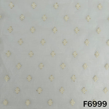 Dyeable Thread Sequins Work Chanderi Silk Fabric - F6999