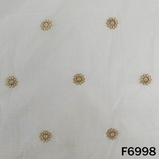 Dyeable Cut Dana Zari Work Chanderi Silk Fabric - F6998