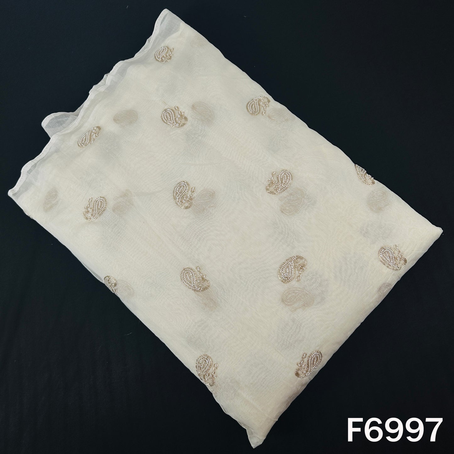 Dyeable Cut Dana Zari Work Chanderi Silk Fabric - F6997