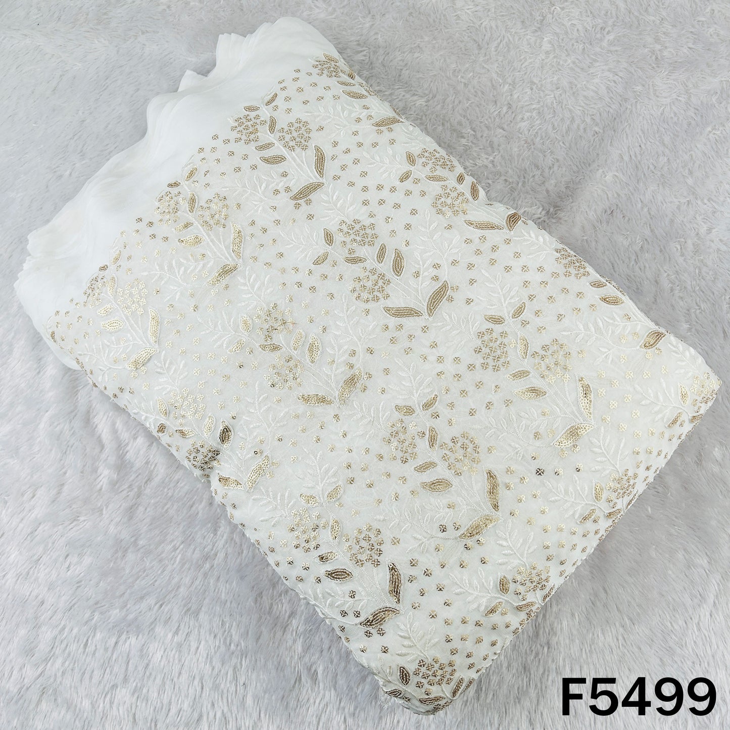 Thread Sequins Embroidered Georgette Fabric - F5499