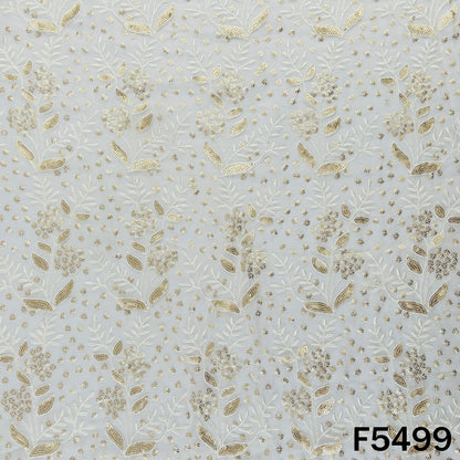 Thread Sequins Embroidered Georgette Fabric - F5499