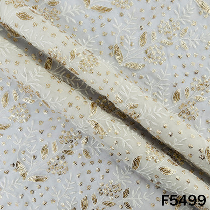 Thread Sequins Embroidered Georgette Fabric - F5499