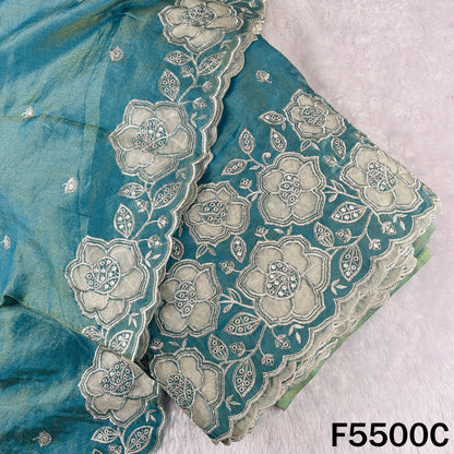 Zari Sequins Faux Mirror Net Patch Work Shimmer Tissue Fabric - F5500