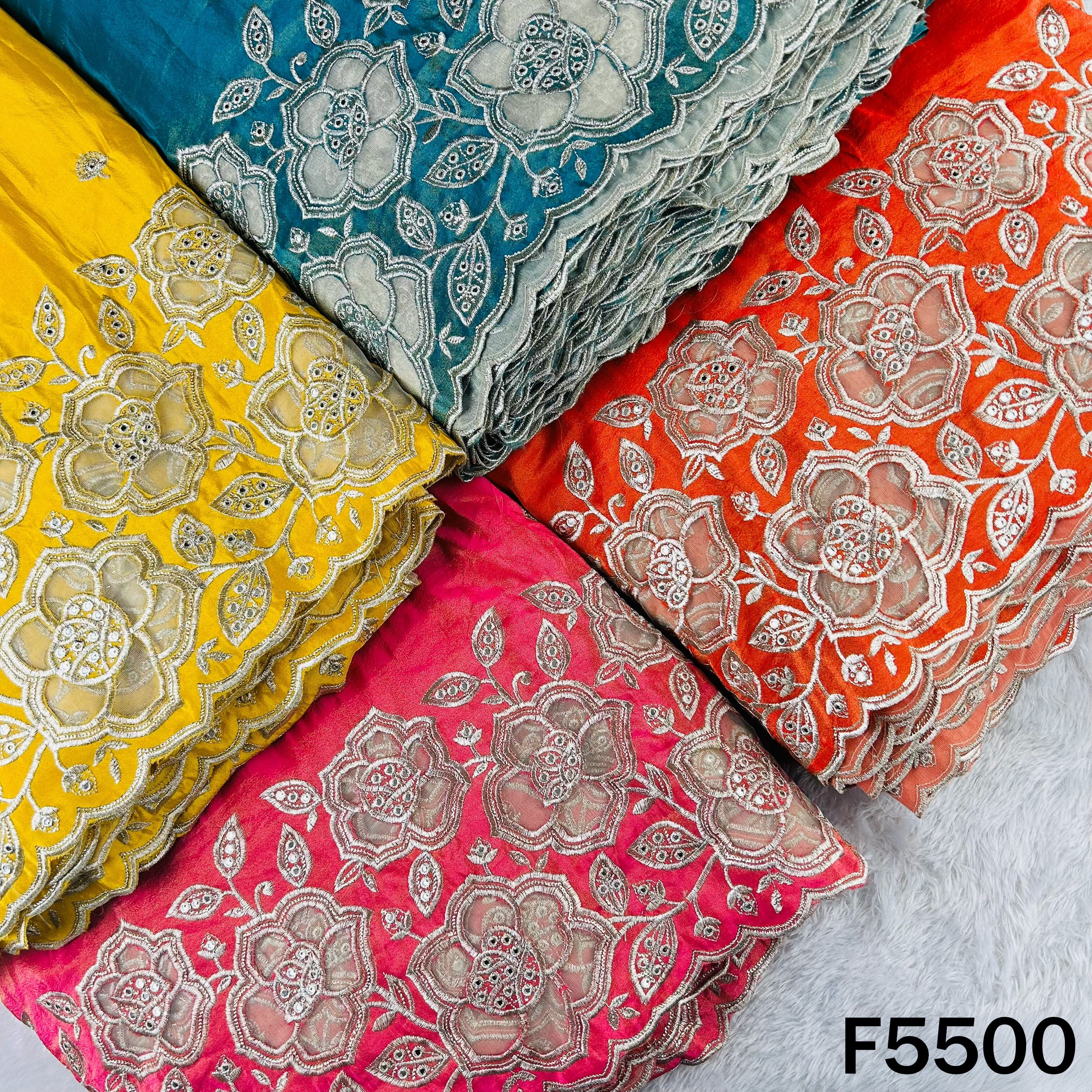 Zari Sequins Faux Mirror Net Patch Work | FabricRoot – Fabricroot