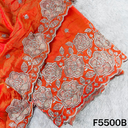 Zari Sequins Faux Mirror Net Patch Work Shimmer Tissue Fabric - F5500