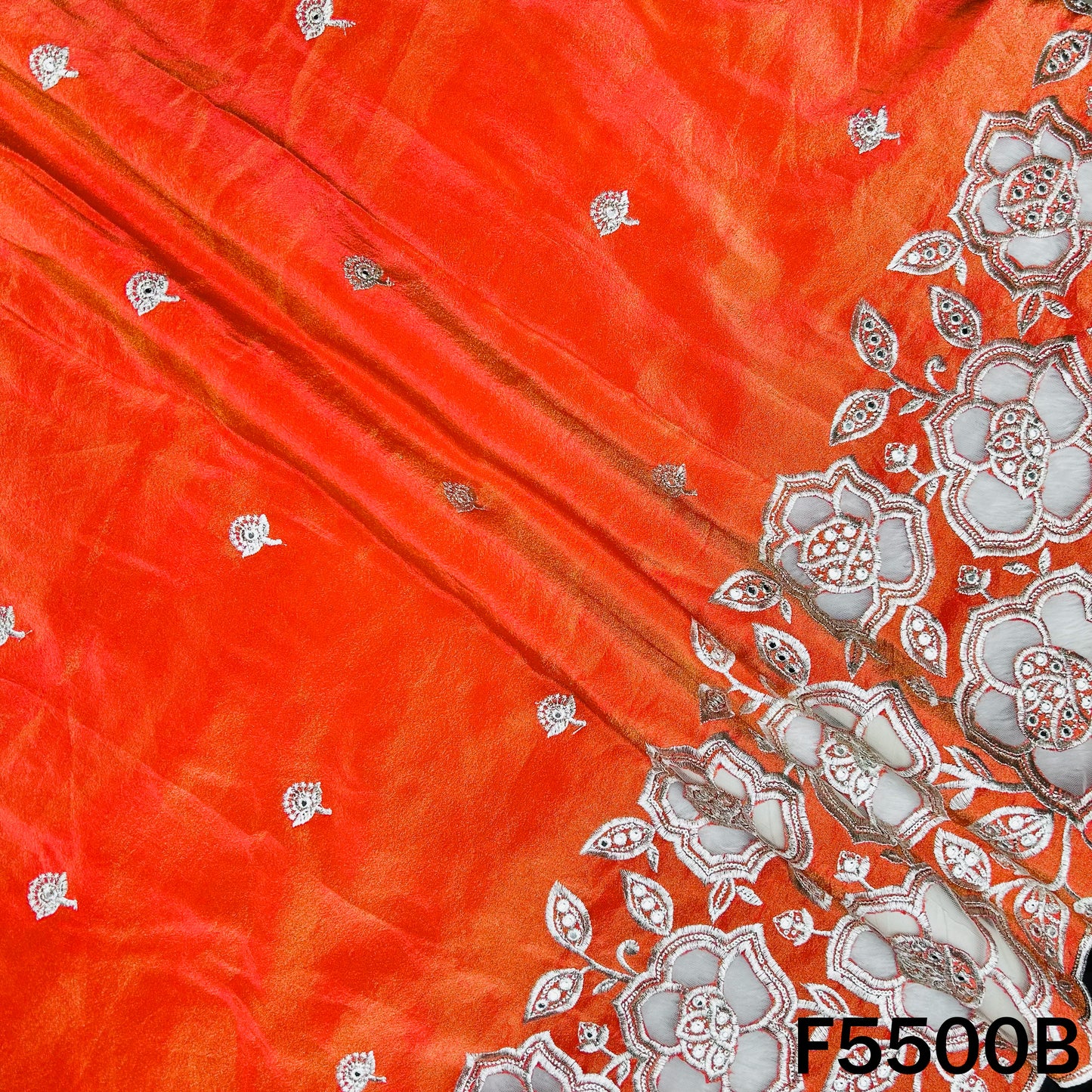 Zari Sequins Faux Mirror Net Patch Work Shimmer Tissue Fabric - F5500