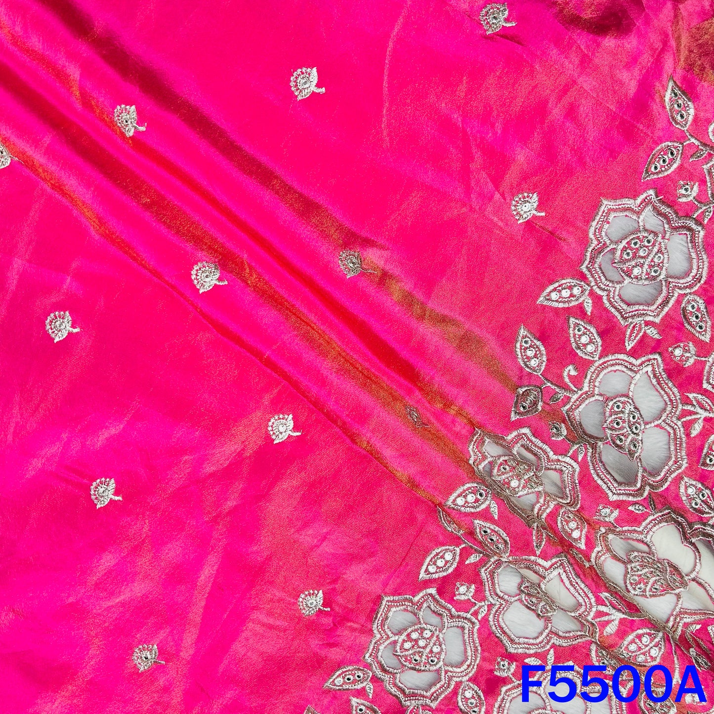 Zari Sequins Faux Mirror Net Patch Work Shimmer Tissue Fabric - F5500