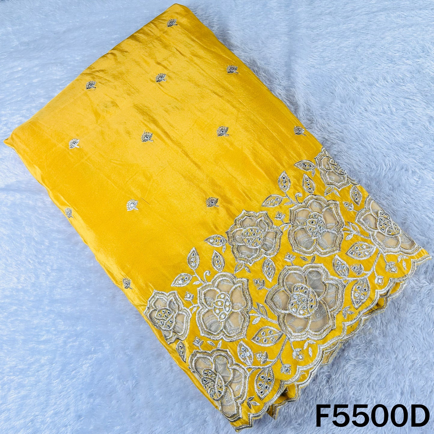 Zari Sequins Faux Mirror Net Patch Work Shimmer Tissue Fabric - F5500