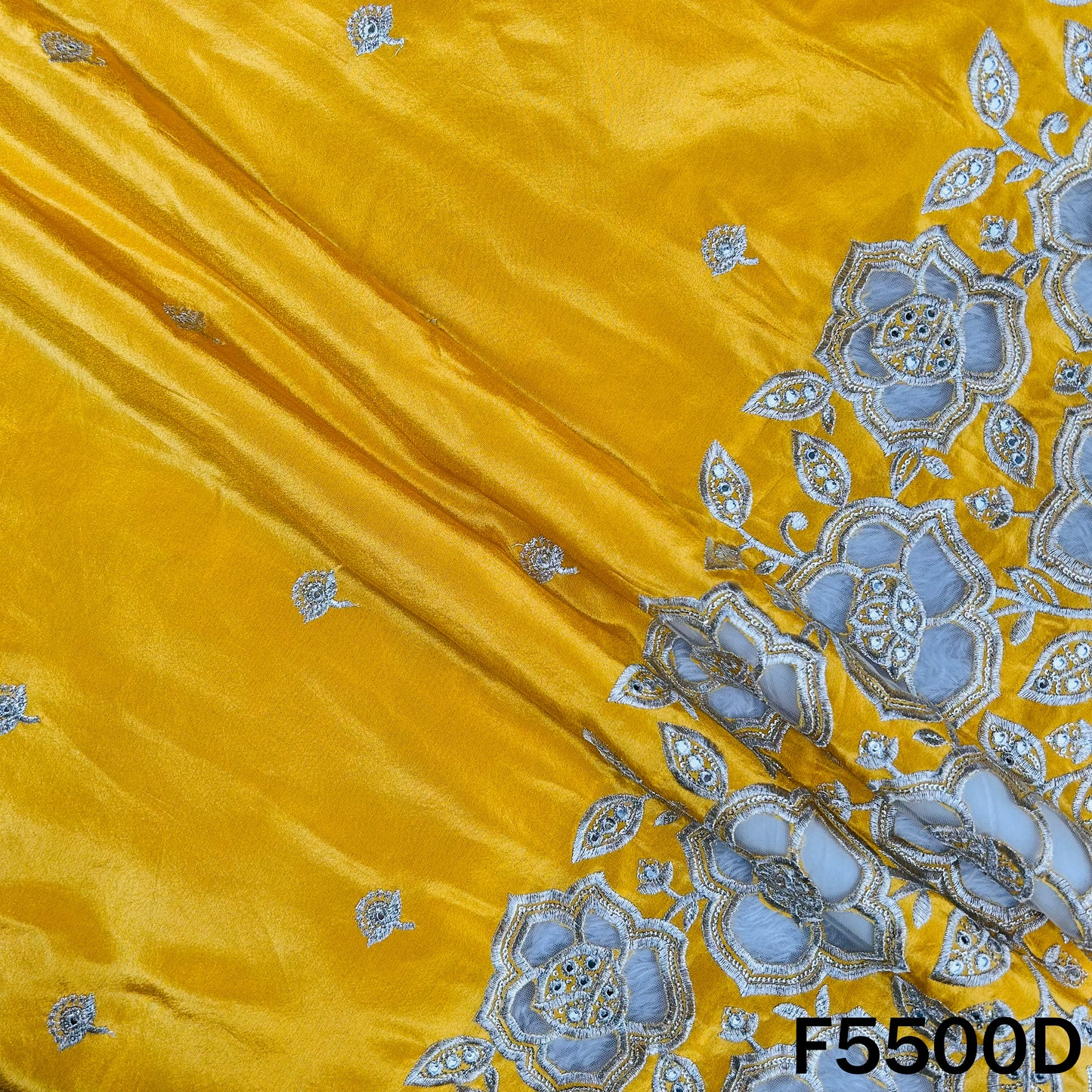 Zari Sequins Faux Mirror Net Patch Work Shimmer Tissue Fabric - F5500