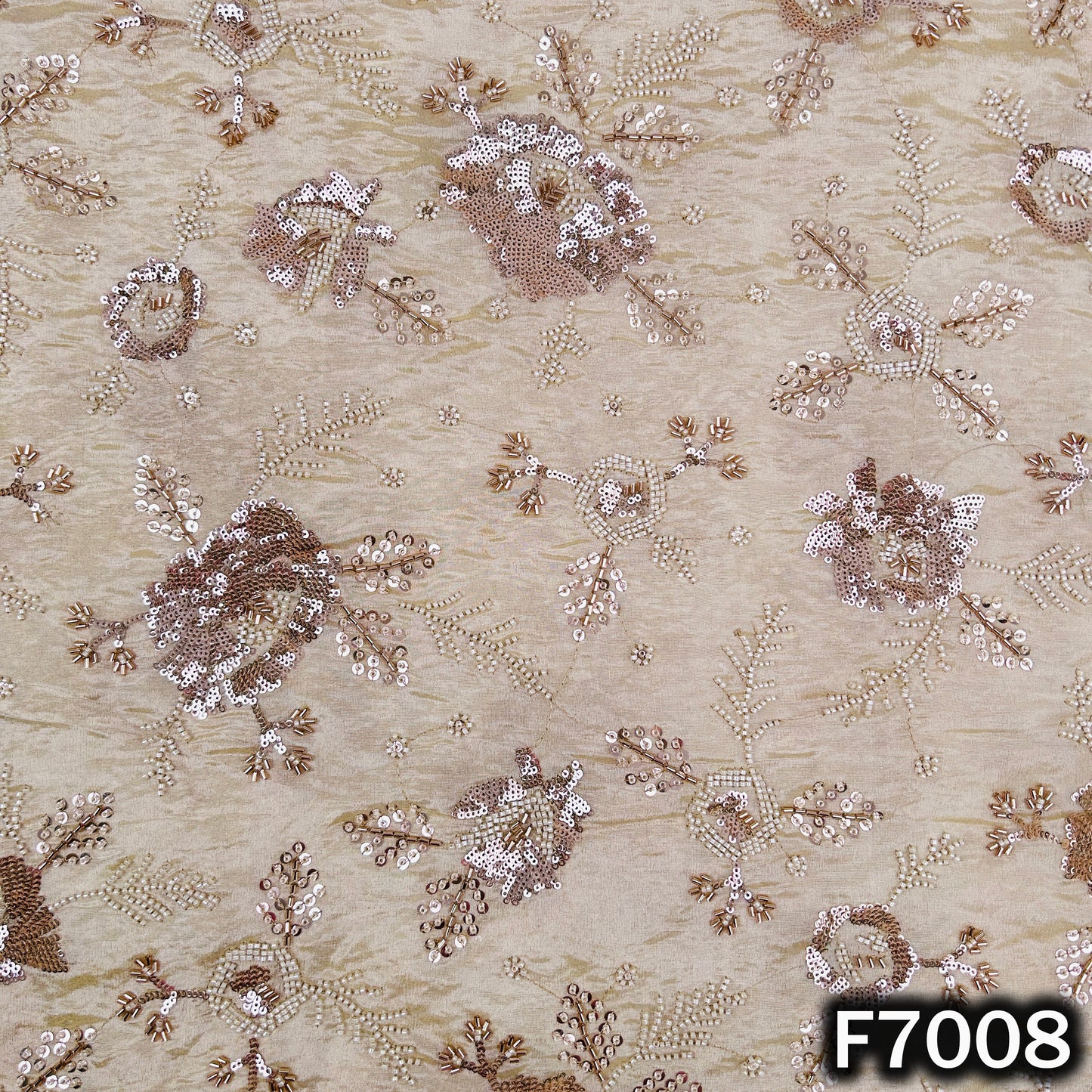 Dyeable Cut Dana Sequins Embroidered Shimmer Tissue Fabric - F7008