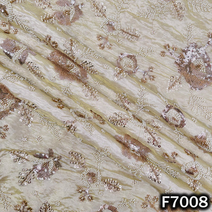 Dyeable Cut Dana Sequins Embroidered Shimmer Tissue Fabric - F7008