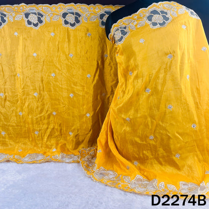 Zari Sequins Faux Mirror Net Patch Work Shimmer Tissue Dupatta - D2274