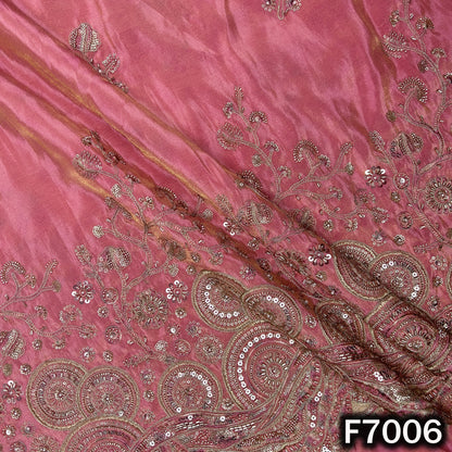 Cut Dana Pearl Zari Sequin Embroidered Shimmer Tissue Fabric - F7006