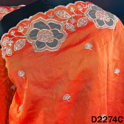 Zari Sequins Faux Mirror Net Patch Work Shimmer Tissue Dupatta - D2274