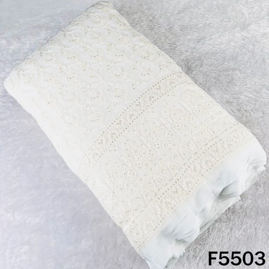 Dyeable Thread Sequins Embroidered Georgette Fabric - F5503