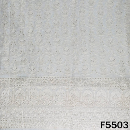 Dyeable Thread Sequins Embroidered Georgette Fabric - F5503