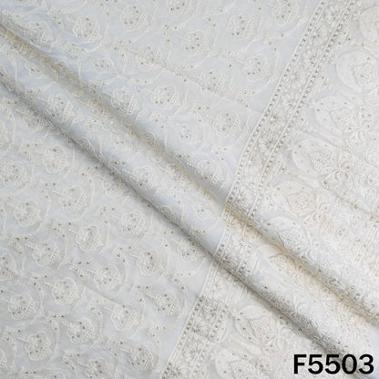 Dyeable Thread Sequins Embroidered Georgette Fabric - F5503