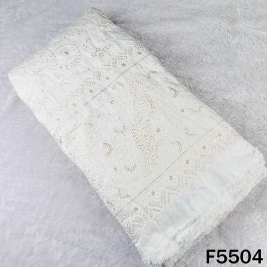 Dyeable Thread Sequins Embroidered Raw Silk Fabric - F5504
