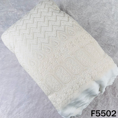 Dyeable Thread Sequins Embroidered Georgette Fabric - F5502