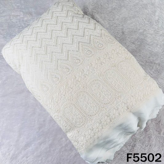 Dyeable Thread Sequins Embroidered Georgette Fabric - F5502