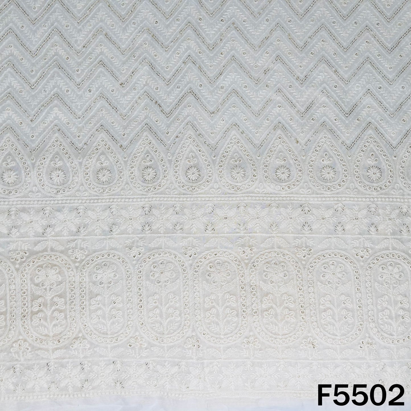 Dyeable Thread Sequins Embroidered Georgette Fabric - F5502