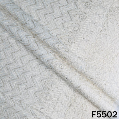 Dyeable Thread Sequins Embroidered Georgette Fabric - F5502