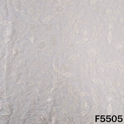 Dyeable Thread Sequins Embroidered Organza Fabric - F5505