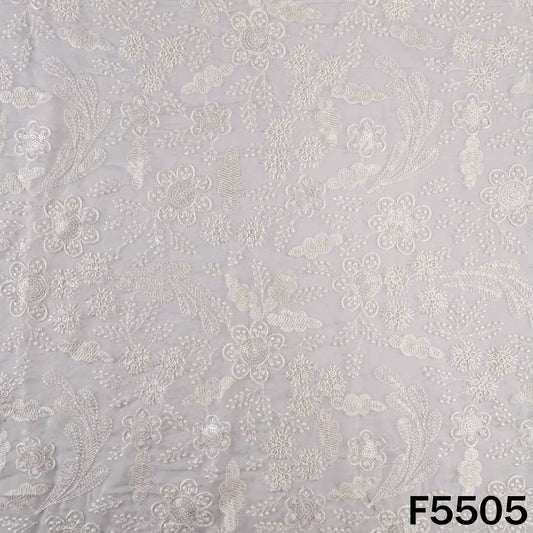 Dyeable Thread Sequins Embroidered Organza Fabric - F5505