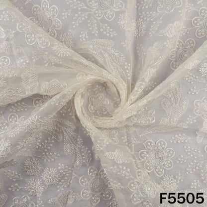 Dyeable Thread Sequins Embroidered Organza Fabric - F5505