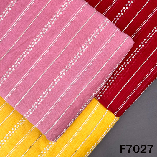 Thread Sequins Work Mul Chanderi Fabric - F7027