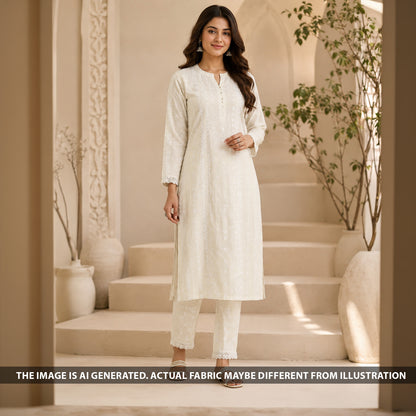 Thread Embroidered kota Cotton Fabric - F6891