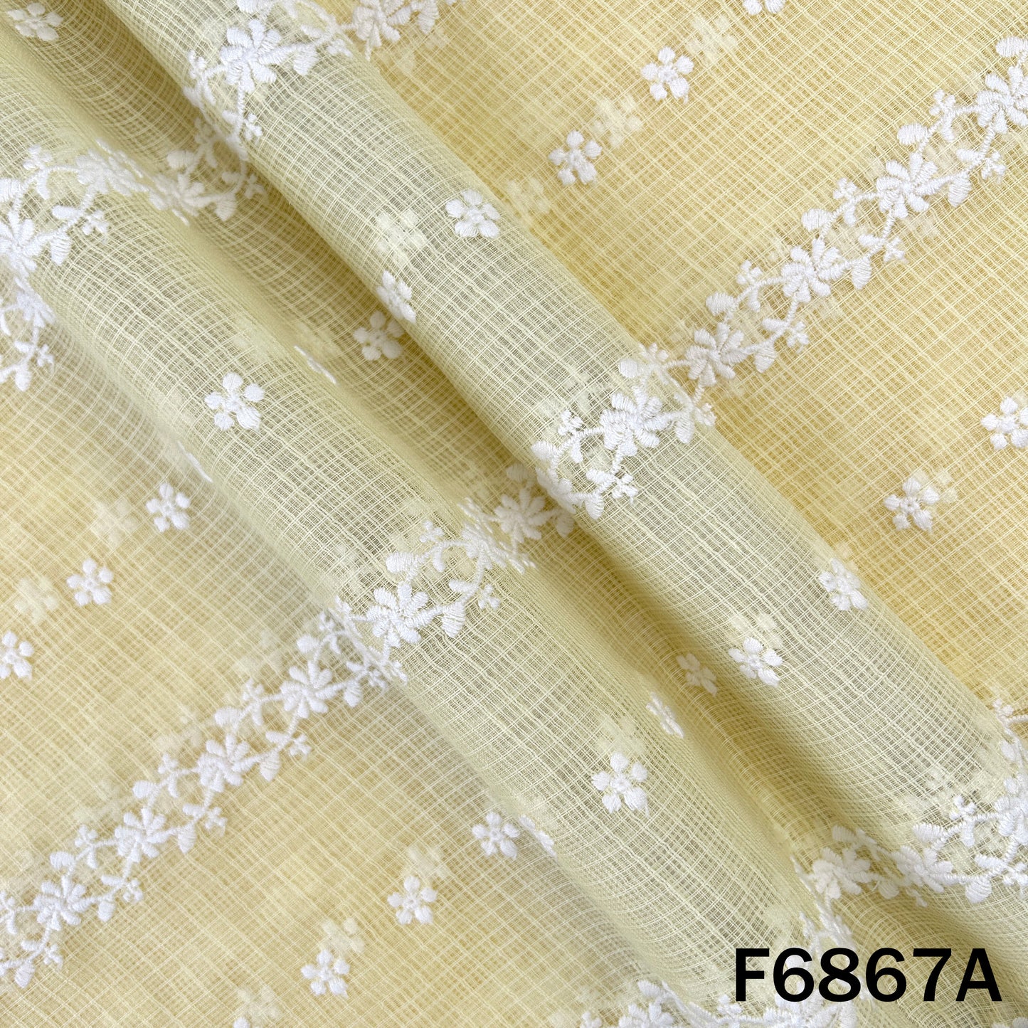 Thread Embroidered kota Cotton Fabric - F6867