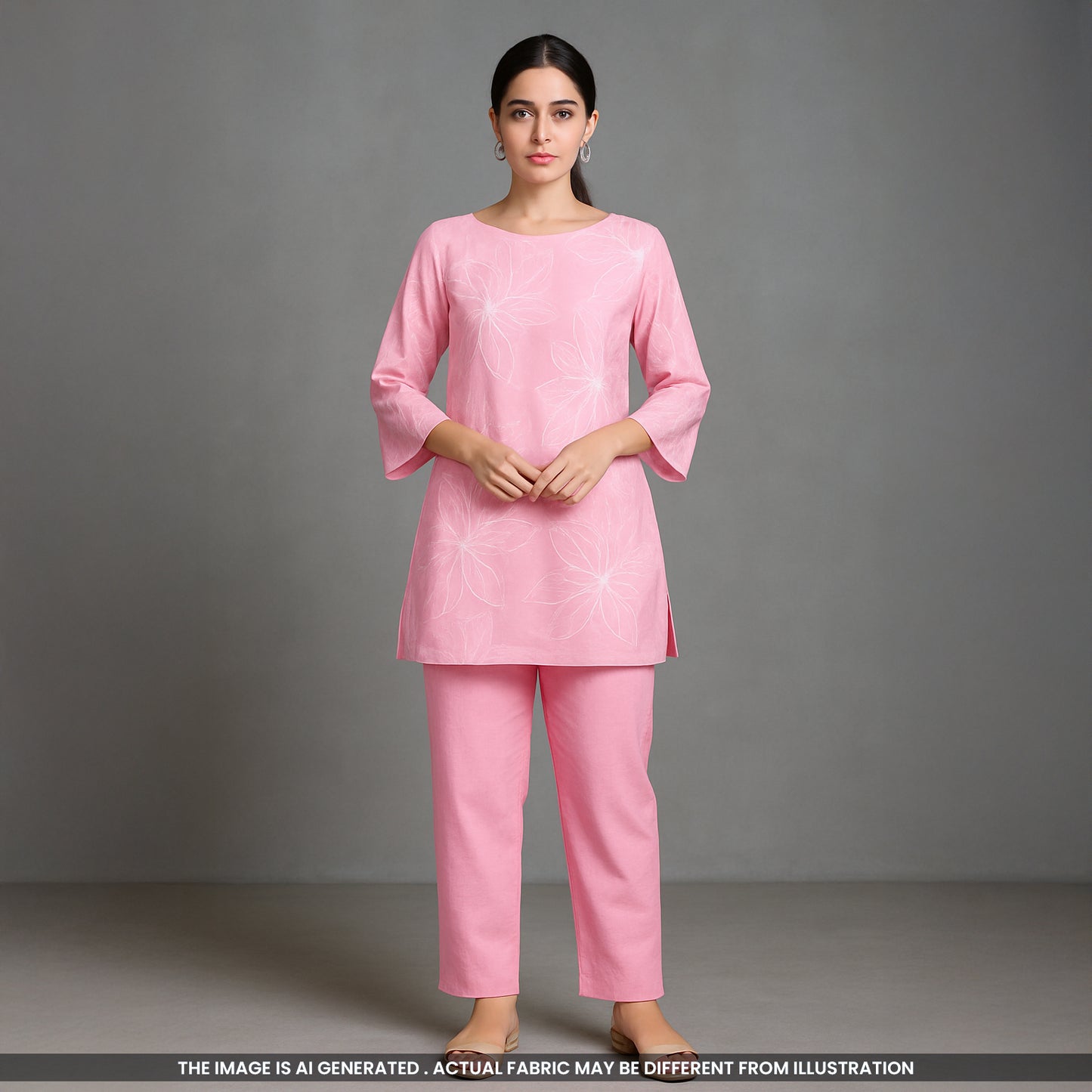 Thread Embroidered Mul Cotton Fabric- F3823