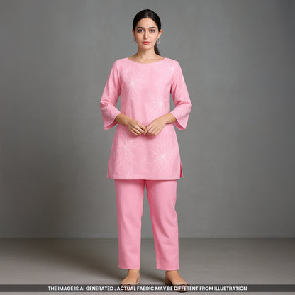 Thread Embroidered Mul Cotton Fabric- F3823