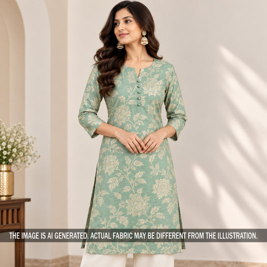 Zari Work Pure Monga Silk Fabric - F7617