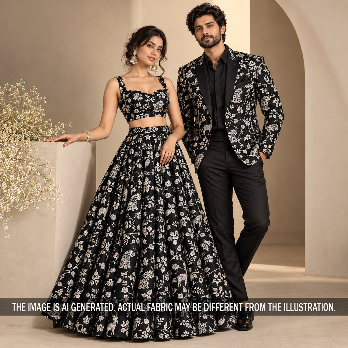 Thread Sequins Embroidered Velvet Fabric - F7522