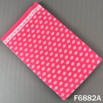 Bright pink cotton fabric F6882A with neat white floral block print pattern for ethnic outfits