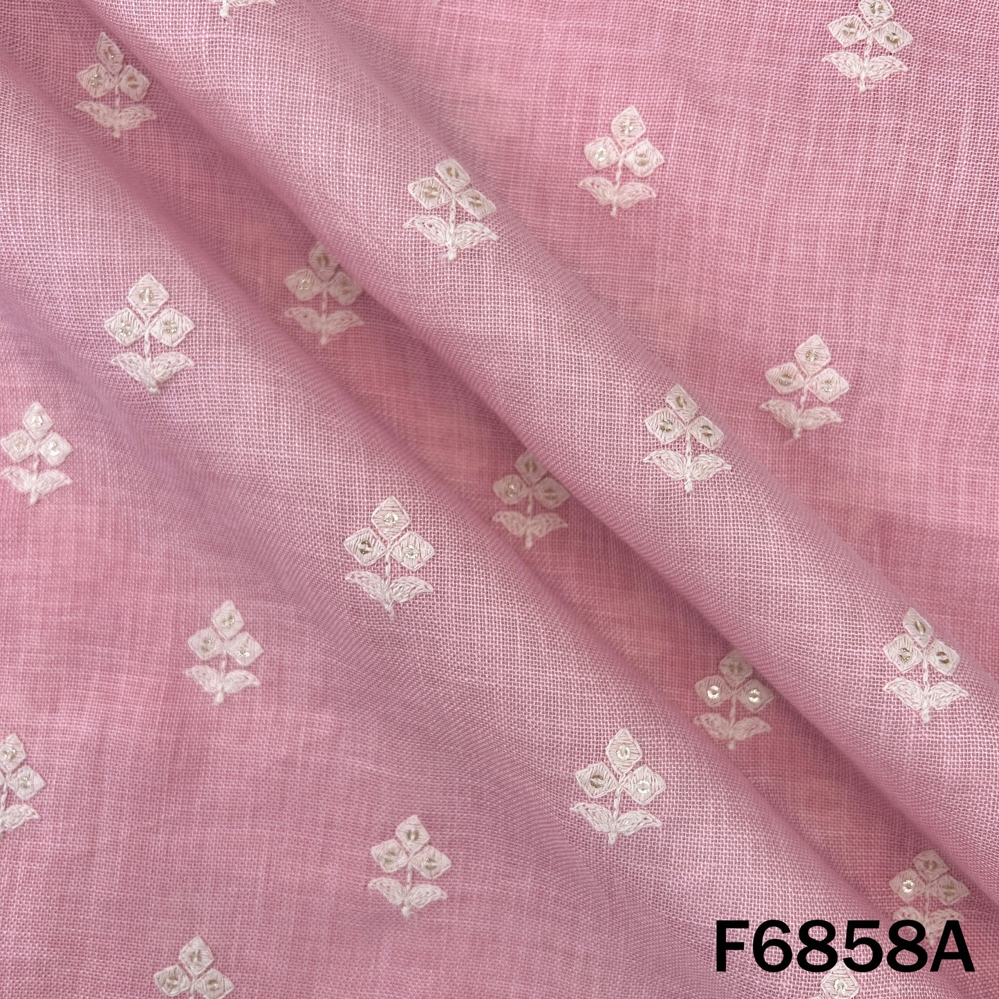 Thread Sequins Work Linen Fabric - F6858