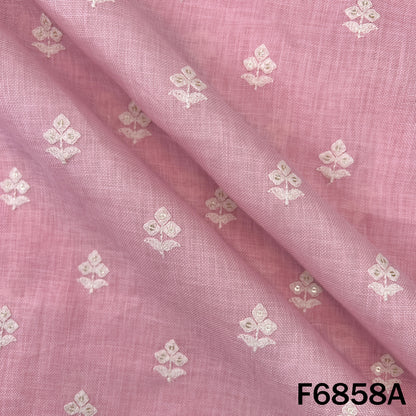 Thread Sequins Work Linen Fabric - F6858