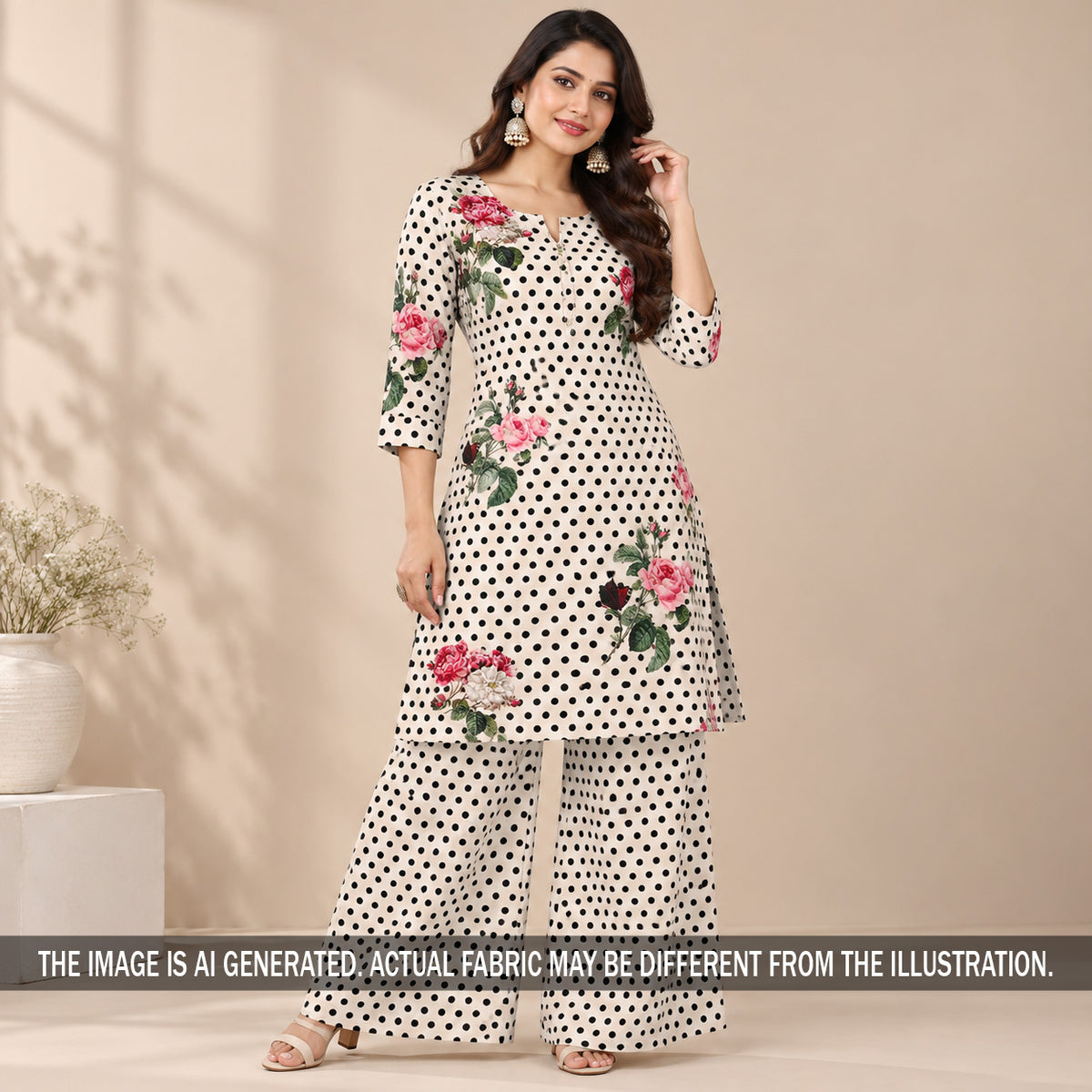 Digital Print Polka Dot Crepe Fabric - F7650