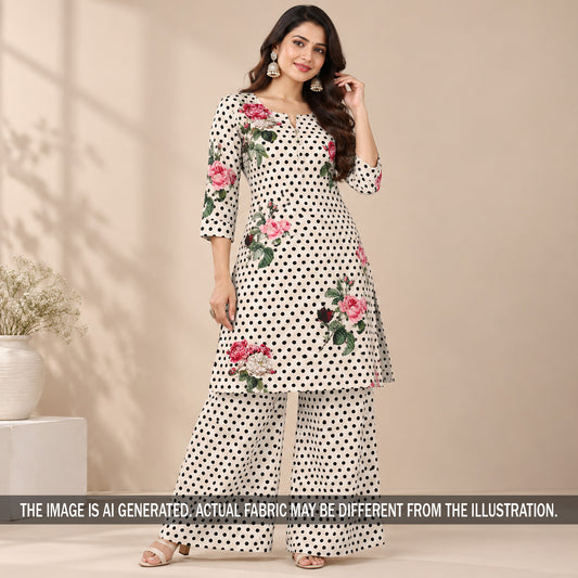 Digital Print Polka Dot Crepe Fabric - F7650